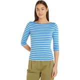 Tommy Hilfiger Damen T-Shirt Dreiviertelarm New Cody Slim U-Boot-Ausschnitt, Mehrfarbig (Breton Stp/ Blue Spell/ Ecru), S