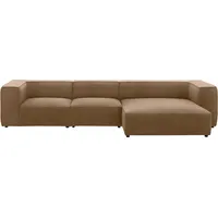 W.Schillig Ecksofa »around-the-block«, mit eleganter Biese, mit Federkern, Breite 341 cm braun