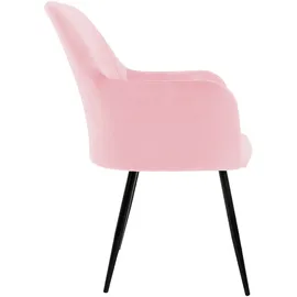 ECD Germany 2er Esszimmerstühle Wohnzimmerstühle Samt Sessel Küchenstuhl Set Rosa