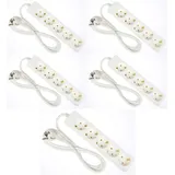 5 x G-L-T 5-Fach Mehrfachsteckdose Weiss Steckdosenleiste, Steckplätze 45 Grad gedreht, Kabel 1,4m, Steckerleiste