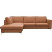 FLEXLUX Ecksofa »Fiore, L-Form«, breite Armlehnen, Füße Alu/Eiche, B/T 241/225 cm, Kaltschaum im Sitz braun