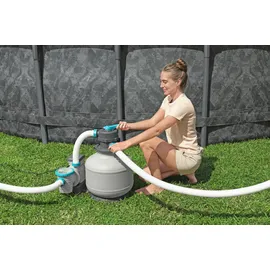 BESTWAY APX365TM Frame Pool-Set Ø 671 x 132 cm inkl. Sandfilteranlage, Abdeckplane und Poolleiter