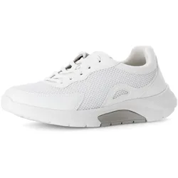 Keilsneaker GABOR ROLLINGSOFT, Damen, Gr. 40, weiß, Textil, Lederimitat, unifarben, sportlich, Schuhe, Freizeitschuh, Halbschuh, Schnürschuh mit Wechselfußbett