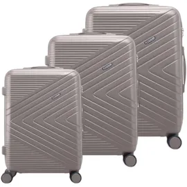 Avizar 3er Hartschalenkoffer Chevron mit TSA-Schloss, Koffer, Rosa