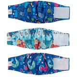 CuteBone Männlich Waschbare Hundewindeln Bauchbänder,3 Stück Wiederverwendbare Hund Bauchband für Rüden Hochsaugfähige Hundewickel mit Flexiblem Klettverschluss DM18S-DE