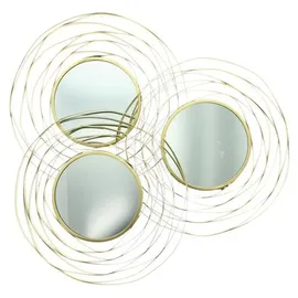 Dekoleidenschaft 3x Spiegel "Gold" aus Metall, rund, Ø 24 cm, Wandspiegel, Wanddeko, Dekospiegel, Wandschmuck