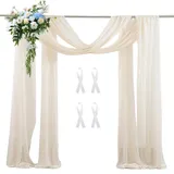 WMYYLX 2 Stück Querbehang, Hochzeit Vorhang, 75 x 600 cm Hochzeitsbogen Gardinen Dekoration, Tüllstoff Vorhänge für Wohnzimmer Hochzeitsfeier Zeremonie Bühnendekoration (Weiß)