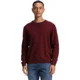 Tom Tailor 1047570 Structured Crewneck Knit Pullover - Samba Red Navy Twotone M