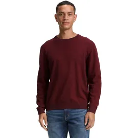 Tom Tailor 1047570 Structured Crewneck Knit Pullover - Samba Red Navy Twotone M
