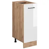 Vicco Apothekerschrank, Weiß Hochglanz, Honigeiche, Holzwerkstoff, 2 Fächer, 1 Schubladen, Rechteckig, 30x81.6x46 cm, Küchen, Küchenmöbel, Küchenschränke, Apothekerschränke