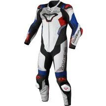 Macna Armadyl perforierte 1-Teiler Motorrad Lederkombi 1tlg. - Weiß/Rot/Blau/Schwarz - 48