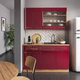 Vicco Küchenzeile Fame-Line 140 cm Bordeaux Hochglanz