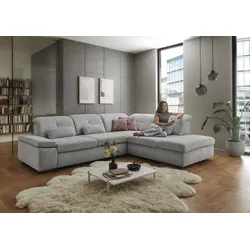 Ecksofa DIE PLANBAR "MP-IN16012 L-Form Kaltschaum-Polsterung", silber, B:312cm H:85cm T:260cm, 85% Polyester, 15% Nylon, Sofas, inkl. Sitztiefenverstellung, optional mit Funktionen