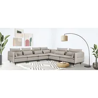 Ecksofa ANDAS "ALVIK L-Form" Sofas Gr. B/H/T: 344cm x 88cm x 262cm, Struktur fein, langer Schenkel links, langer Schenkel links, beige zusammengesetzt aus Modulen, erweiterbar mit Modulen der Serie