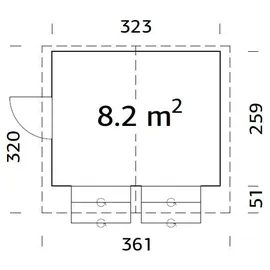 Palmako Stella 3,23 x 2,59 m natur