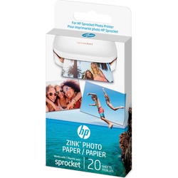 HP Sprocket Fotopapier Zink (290 g/m2, Foto (5×7.6cm), 20 x), Fotopapier, Weiss