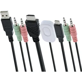 InLine KVM Switch, 2-fach, USB-C + HDMI zu HDMI, 4K, mit Audio, integr. Kabel