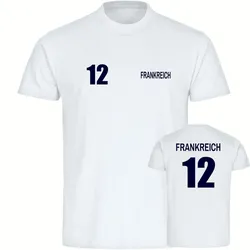 multifanshop Herren T-Shirt - Frankreich - Trikot Nummer 12 - Druck navi - Männer
