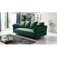 Fun Möbel 3-Sitzer Sofa Designersofa SADIE 3-Sitzer mit Schlaffunktion in Stoff Element, inkl. Bettkasten, Rücken echt bezogen grün