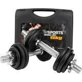 ScSPORTS® Kurzhantel Kurzhantel Set mit Koffer 15 - 20 kg schwarz