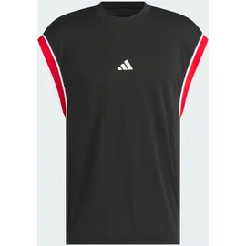adidas Basketball All-World Sleeveless Tank Shirt, Black/red, M