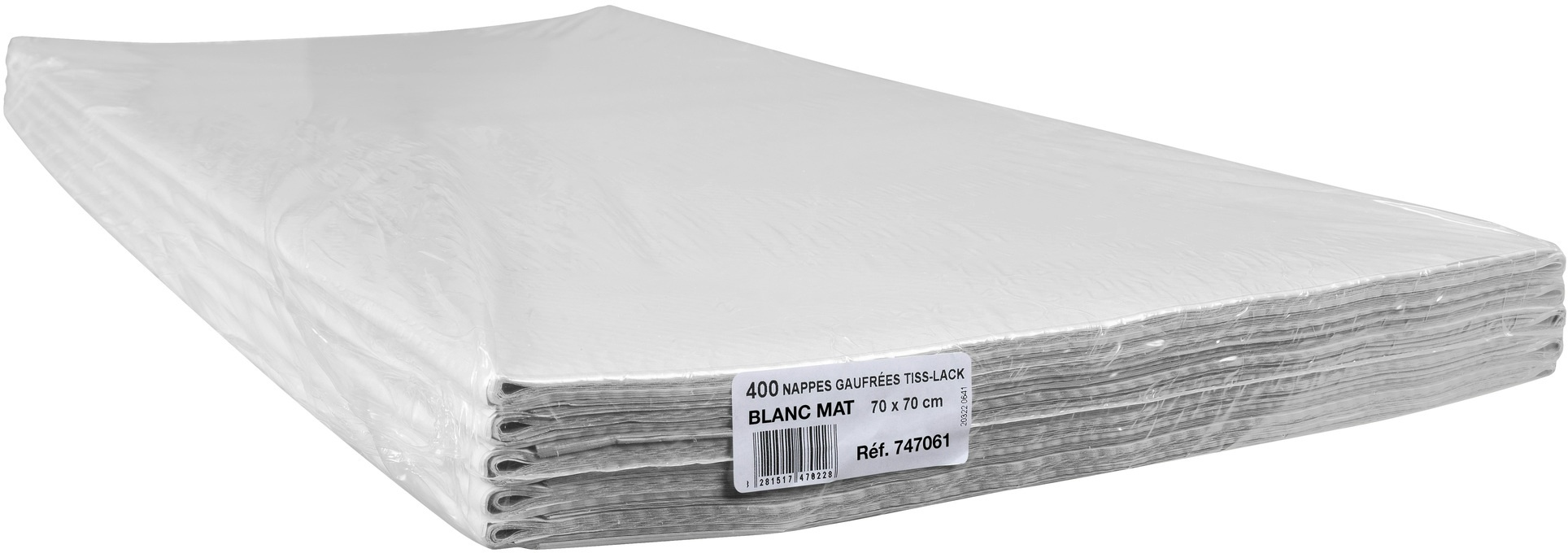COGIR Packung mit 400 Papiertischdecken, auf Format gefaltet, in Folie eingeschweißt - Format 70x70cm - Weiß
