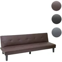 Mendler 3er-Sofa HWC-G11, Couch Schlafsofa Gästebett Bettsofa Klappsofa, Schlaffunktion 195cm ~ Kunstleder, braun