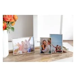 Edzard 2er Set Bilderrahmen Genua für Foto 10x 15 cm, edel versilbert, anlaufgeschützt,