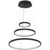 Hängeleuchte Wohnzimmer LED Pendelleuchte Ring Hängelampe Esstisch dimmbar höhenverstellbar, schwarz, 1x LED 1x 57 Watt 1x 2200 lm, DxH 51x120 cm