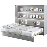 meblini Schrankbett Bed Concept - Wandbett mit Lattenrost - Klappbett mit Schrank - Wandklappbett - Murphy Bed - Bettschrank - BC-14-160x200cm Horizontal - Grau