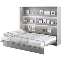 meblini Schrankbett Bed Concept - Wandbett mit Lattenrost - Klappbett mit Schrank - Wandklappbett - Murphy Bed - Bettschrank - BC-14-160x200cm Horizontal - Grau