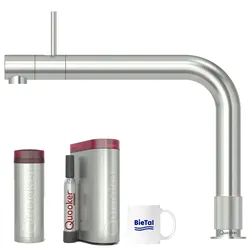 BieTal® Quooker Wasserhahn Front Voll Edelstahl & PRO3 & sprudelndes Wasser CUBE