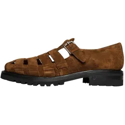 Sandale HENRY STEVENS "Barkley FSI Freizeitschuh", Herren, Gr. 42,5, braun, Leder, casual, Schuhe Business-Slipper Monkschuh Schnallenschuh, Herren-Sandalen handgefertigt, Lederschuhe Slipper