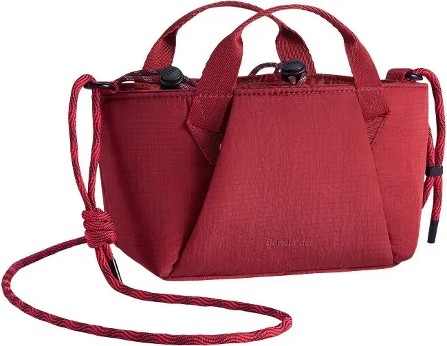 Beneunder LC169, Erweiterbare Mini-Umhängetasche Sling Bag, Wasser- und Ölresistent, Strapazierfähig, Erweiterbar von 1,2L auf 3,6L, Ultraleicht 98g, Innenfächer, Waschbar, Sonnenuntergangsrot