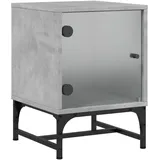vidaXL Nachtschrank mit Glastüren 35 x 37 x 50 cm Betongrau
