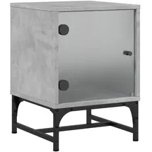 vidaXL Nachtschrank mit Glastüren 35 x 37 x 50 cm Betongrau