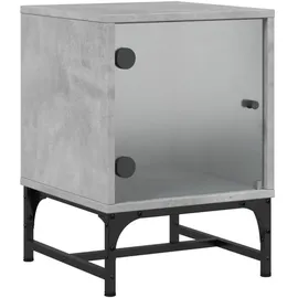 vidaXL Nachtschrank mit Glastüren 35 x 37 x 50 cm Betongrau