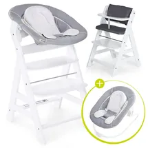 hauck Alpha+ white inkl. Alpha Bouncer 2 in 1 strech grey und Sitzauflage melange charcoal