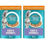 PURINA ONE Coat & Hairball Katzenfutter nass in Sauce, mit Huhn, 52er Pack (26 x 85g)