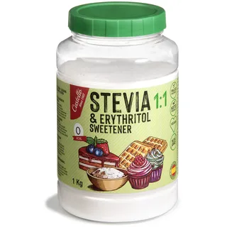 Stevia + Erythrit 1:1 Süßstoff | 1g = 1g Zucker | 100% Natürlich schmeckender Zuckerersatz - 0 Kalorien - 0 Glykämischer Index - Keto und Paleo - 0 Netto-Kohlenhydrate - Castello since 1907-1 kg