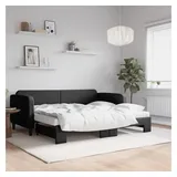 vidaXL Tagesbett Ausziehbar mit Matratzen Schwarz 90x200 cm Stoff