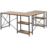 [en.casa] Schreibtisch Klirurud mit 2 Regalen L-förmig 150x150x75 cm Eicheoptik