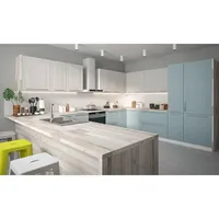 Feldmann-Küchen Winkelküche U-Form 220 x 207 cm blau-weiß