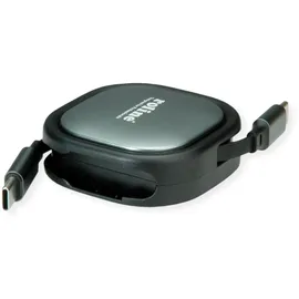 Roline USB 2.0 Aufrollbares Kabel, C-C ST/ST, schwarz, 1,2 m