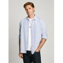 Pepe Jeans für Herren. PM308830 Alphonso blaues Hemd (M), Lässig, Viskose, Langarm