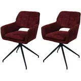 Mendler 2er-Set Esszimmerstuhl HWC-N74, Küchenstuhl, drehbar Auto-Return, Stoff Chenille (490g/m2) Öko-Tex ~ bordeaux