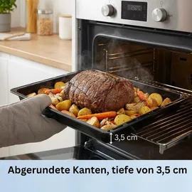 ICQN Fettpfanne 445 x 375 x 35 mm, Passend für Whirlpool, Ignis, Bauknecht, Indesit, Algor, Neckermann, Lloyds, Emailliert Backblech, Kratzfest & Rostfrei, 44,5 x 37,5 cm
