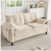 i@home 2-Sitzer Polstersofa, bequemes Sofa aus Chenille Stoff mit dicken Kissen,Beige/Grau beige|weiß