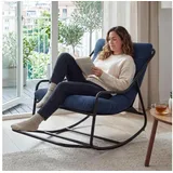 LuxusKollektion Schaukelsessel Papasan Stuhl Stahlrahmen Polster 160kg Innen Außenbereich Marineblau