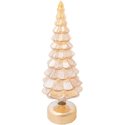 Glas Tannenbaum In Gold Mit Led-Beleuchtung, 12,50X33 Cm